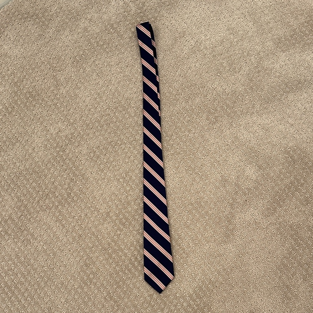 Brooks Brothers Fleece Classic Striped Navy with Pink and White Stripes Tie, OS